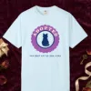 Adopted design on a Chambray Comfort Colors 1717 tee, laid flat
