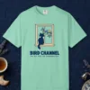Bird Channel design on an Island Reef Comfort Colors 1717 tee, laid flat