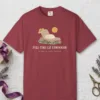 Full-Time Cat Companion design on a Chili Comfort Colors 1717 tee, laid flat