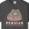 Close-up of the Persian print on a Graphite Comfort Colors 1717 tee