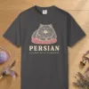 Persian design on a Graphite Comfort Colors 1717 tee, laid flat