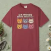Six Moods Before Breakfast design on a Chili Comfort Colors 1717 tee, laid flat