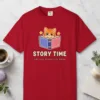 Story Time design on a Red Comfort Colors 1717 tee, laid flat