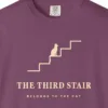 Close-up of the The Third Stair print on a Berry Comfort Colors 1717 tee