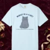 What Is a Cat design on a Chambray Comfort Colors 1717 tee, laid flat
